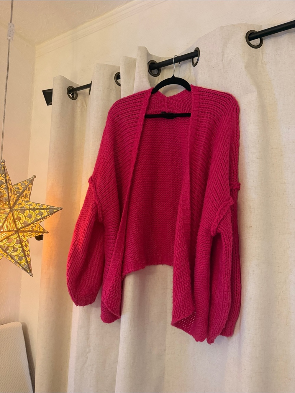 Etiquette Clothiers Hot Pink Open-Front Knit Cardigan